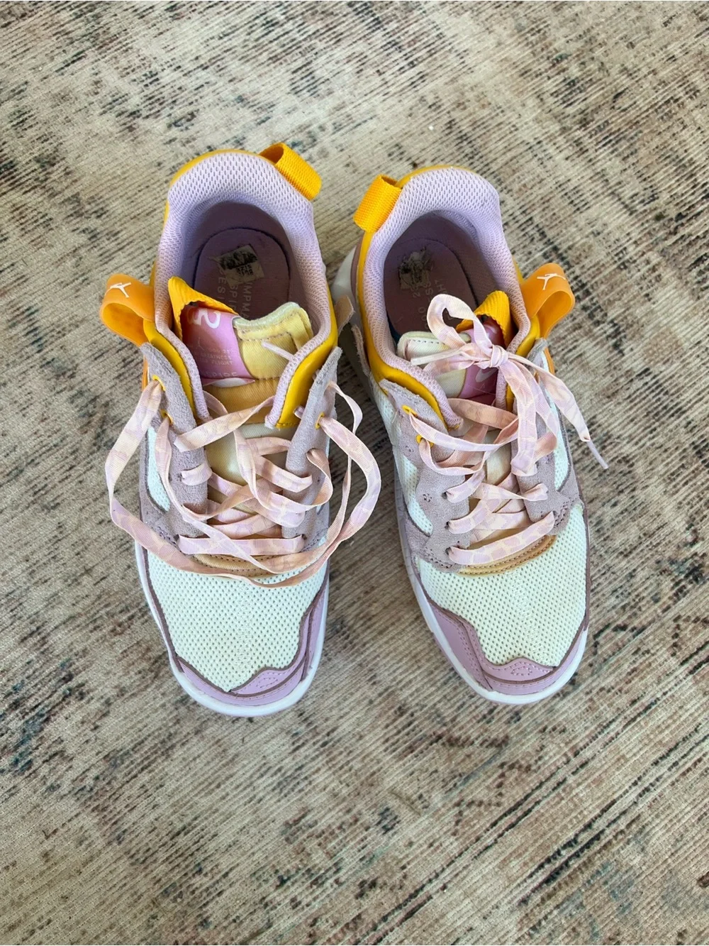 Nike Jordan Kids Sneakers in Pink, Cream & Yellow